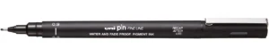Uni Pin fineliner, ronde punt, 0,9 mm, zwart — school- en tekenfineliners