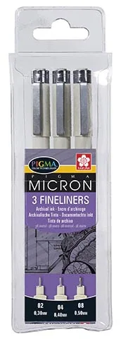 Sakura Fineliner Pigma, zwart, 3 stuks — school- en tekenfineliners