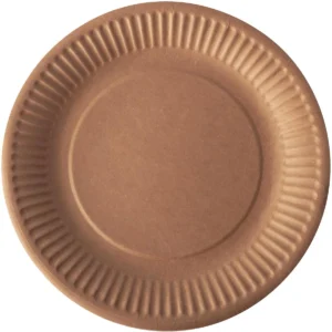 Bord "pure", rond, bruin, diameter 19 cm, uit karton, pak van 20 stuks — cateringtoebehoren