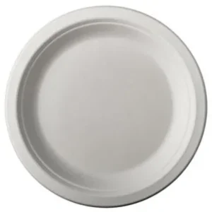 Bord pure, rond, wit, diameter 18 cm, uit suikerriet, pak van 50 stuks — detail 2
