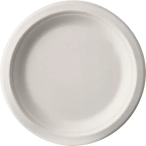 Bord pure, rond, wit, diameter 23 cm, uit suikerriet, pak van 50 stuks — cateringtoebehoren