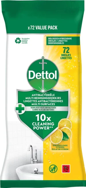Dettol reinigingsdoekjes citroen, pak van 72 stuks — reinigingsproduct