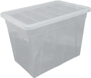 Whitefurze Spacemaster opbergdoos 64 liter, pak van 3 stuks, transparant