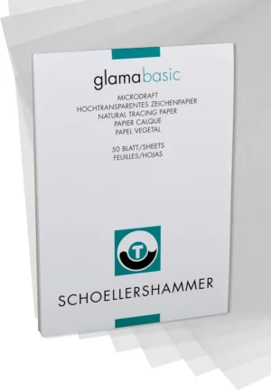Schoellershammer Glama papier, 100 g, ft 29,7 x 42 cm, A3, transparant, blok van 50 vel — wit tekenpapier