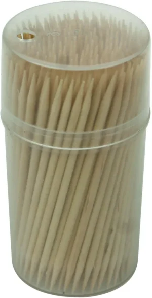 Vier bruine kokers Cosy & Trendy Soft tandenstokers van hout, 200 stuks per koker