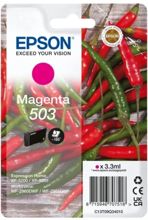 Epson inktcartridge 503, 165 pagina's, OEM C13T09Q34010, magenta