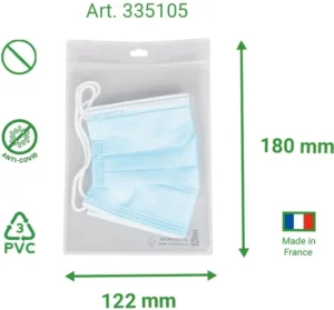 Tarifold collection antimicrobiële houder voor mondmaskers - met textielband, 12,2 × 18 cm, pak van 10 stuks — productfoto 2