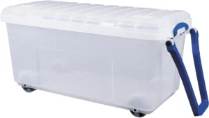 Really Useful Box opbergkoffer op wieltjes 160 l, transparant — opbergdoos