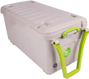 Really Useful Box Recycled opbergkoffer op wieltjes 160 l, grijs — opbergdoos
