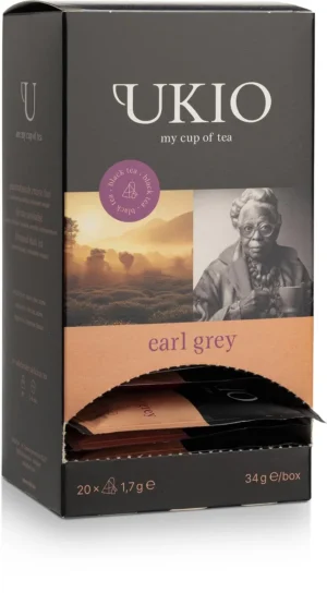 Pak Ukio Earl Grey zwarte thee met 20 individueel verpakte piramidezakjes