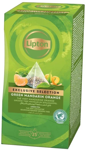Lipton thee Exclusive Selection, groene thee mandarijn sinaasappel, doos van 25 zakjes — drank en eetwaren