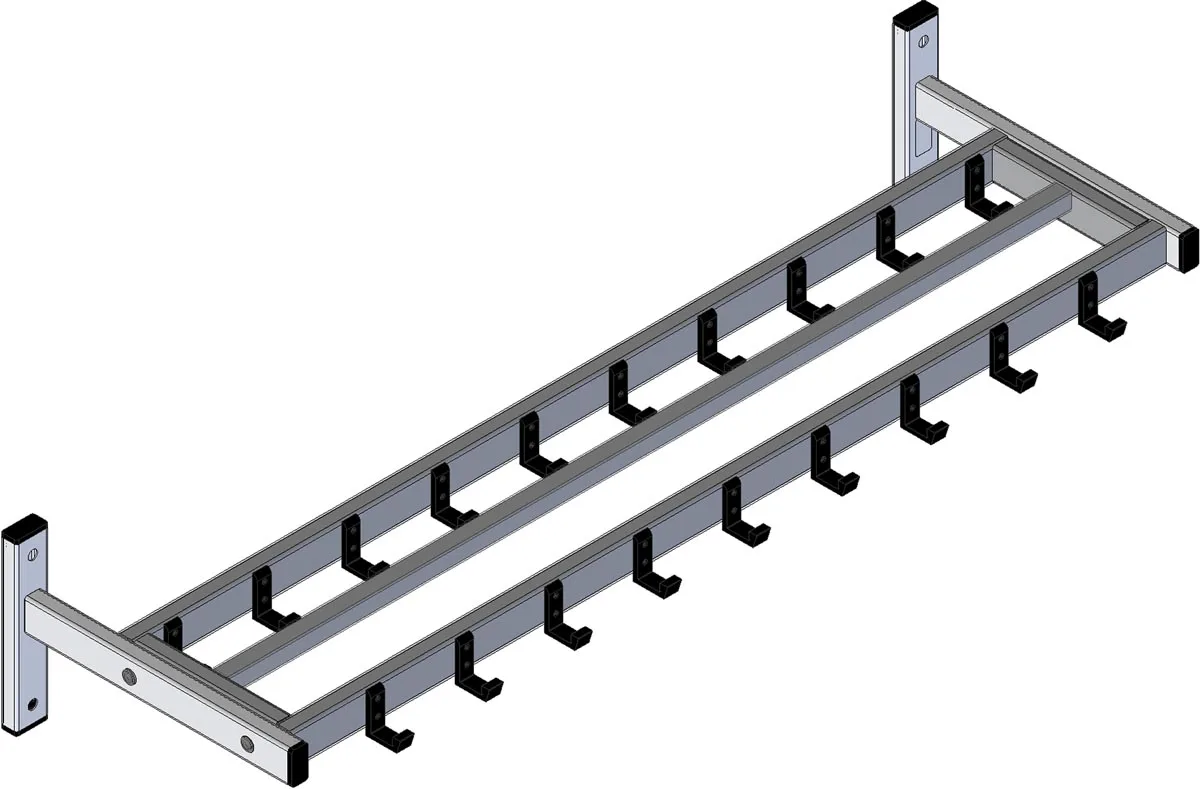 V-part wandgarderobe, 19 haken — kapstokken en parapluhouders
