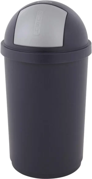 Curver vuilbak met push-deksel 50 l, blauw en grijs — vuilnisbak